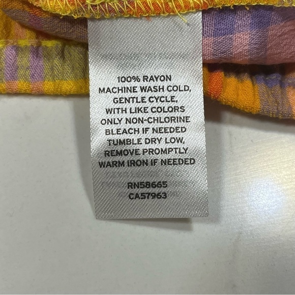 BP Yellow Orange Purple Tartan Plaid Front Tie Crop Top Medium - Picture 10 of 13